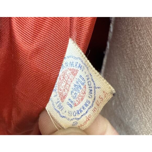 VTG 60s Orange Wool Coat Real Rabbit Fur Collar Double Breasted Union Made USA - Picture 4 of 9